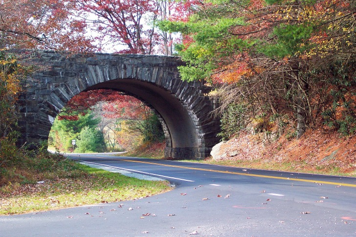 Parkway under the stone bridge