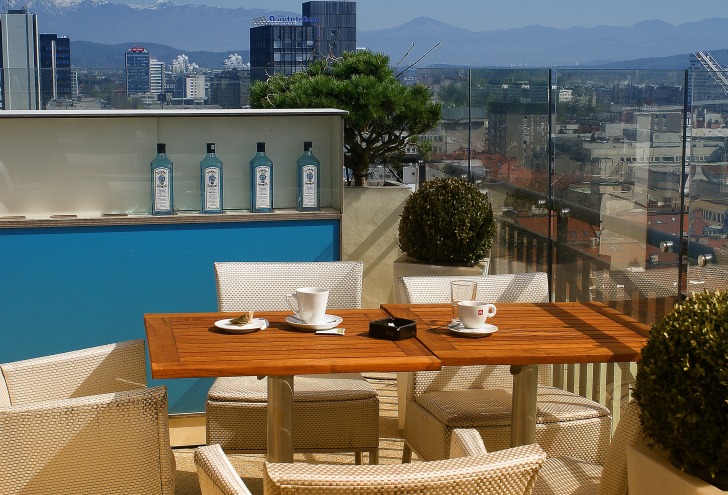 Rooftop restaurant table