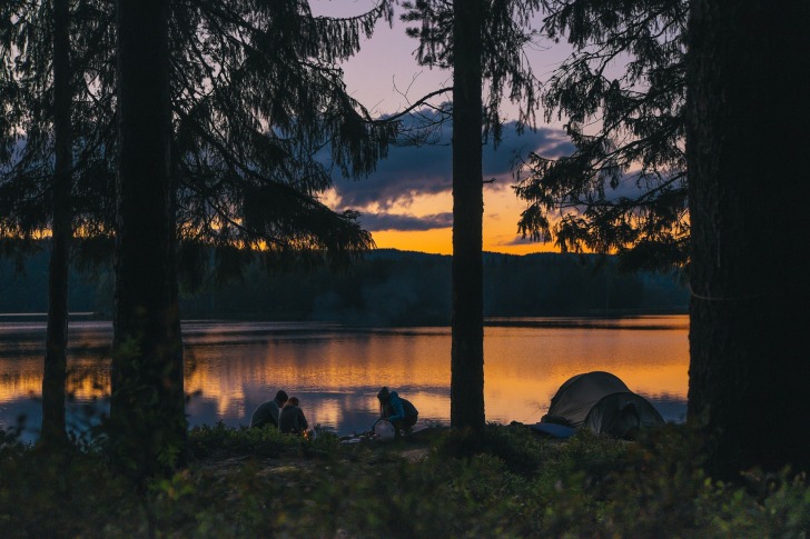Camping near a lake