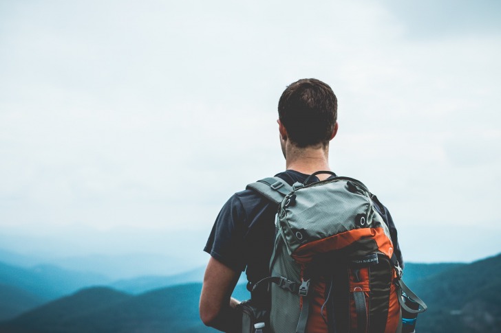 A backpacker in the nature