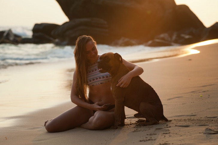 A girl with her dog