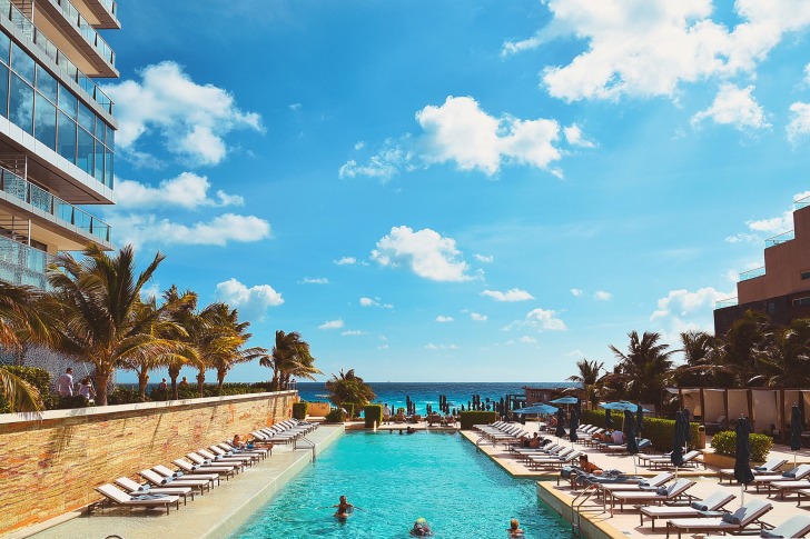 A pool by the beach