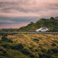 White Mazda CX-5 driving in Iceland