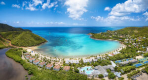 Carlisle Bay Panoramic aerial view of Carlisle Bay at Antigua island
