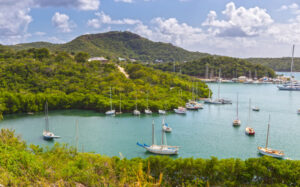 Falmouth Harbour Falmouth bay. View from Shirely Heights, Antigua, West Indies