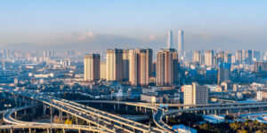 Twin Towers and Elevated Bridges in Kunming, Yunnan, China