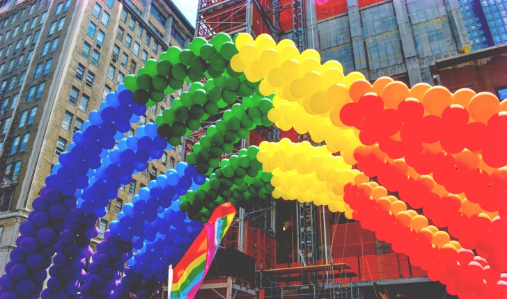 Rainbow made of balloons