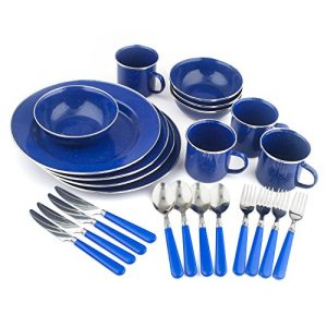 STANSPORT Deluxe 24-Piece Enamel Tableware Kit