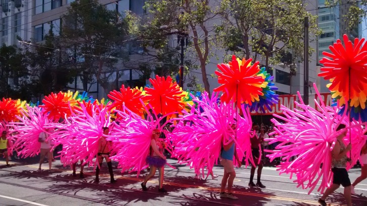 Girls in pink feathers