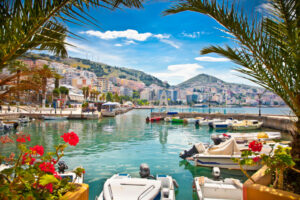 Sarande Saranda's city port at ionian sea. Albania.