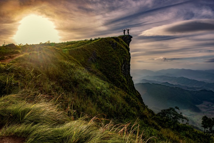 People at a cliff