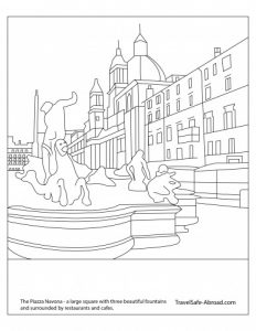 The Piazza Navona - a large square with three beautiful fountains and surrounded by restaurants and cafes.
