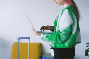 Using a laptop while traveling