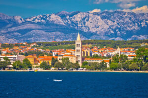 Zadar Zadar waterfront view from the sea, Dalmatia, Croatia