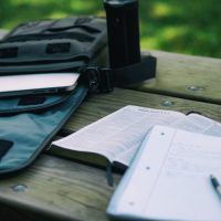 Books and a rucksack