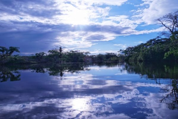 Clouds reflected in the river