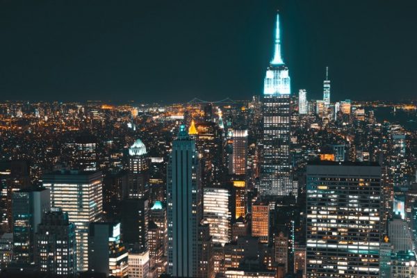 A city view at night