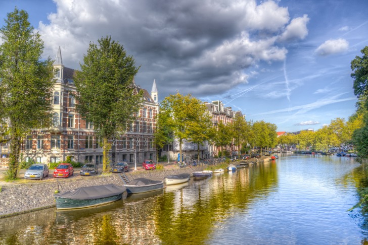 Boats on Amsterdam canal