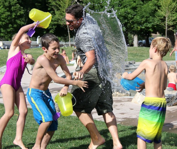 Children playing with water