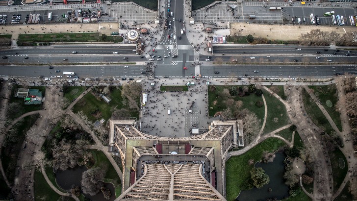 View down from the Eiffel Tower