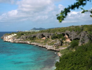 Lac Bay ocky coastal cliffs and turquoise waters of the Caribbean island of Bonaire