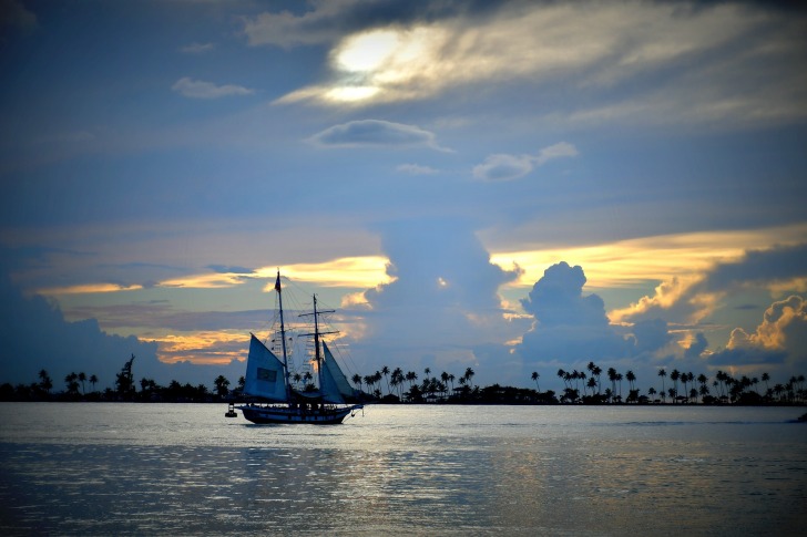 A boat on the ocean 