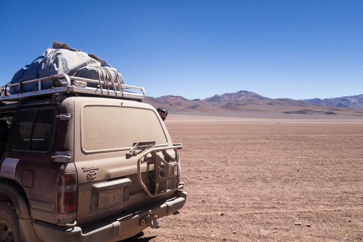 Dusty car in Bolivia