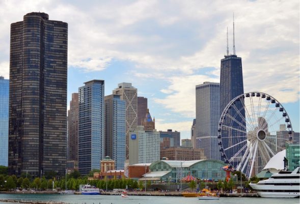 The wheel and tall buildings