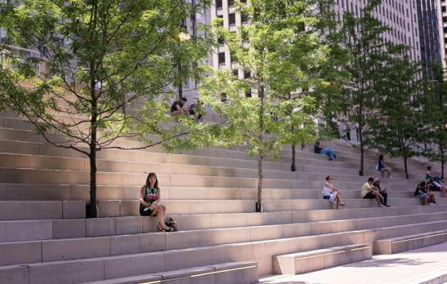 People sitting on the stairs