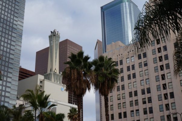 A view of tall buildings