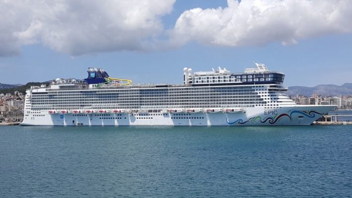 Luxury cruiser in water