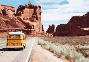 Traveling in a yellow van
