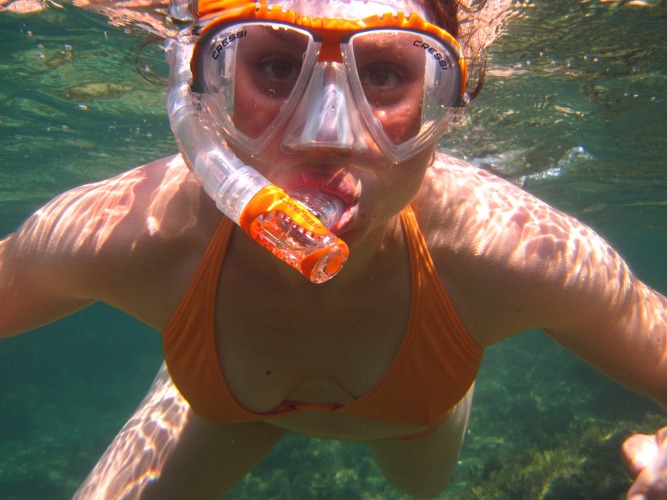 Female diver under water