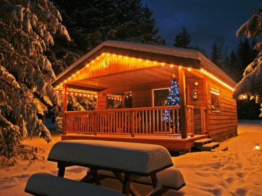 Wooden house in winter