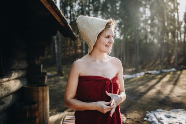 A woman in a towel