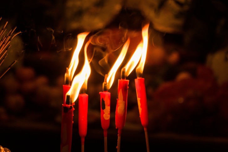 Candles in a Hong Kong temple