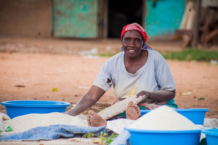 A woman with rice