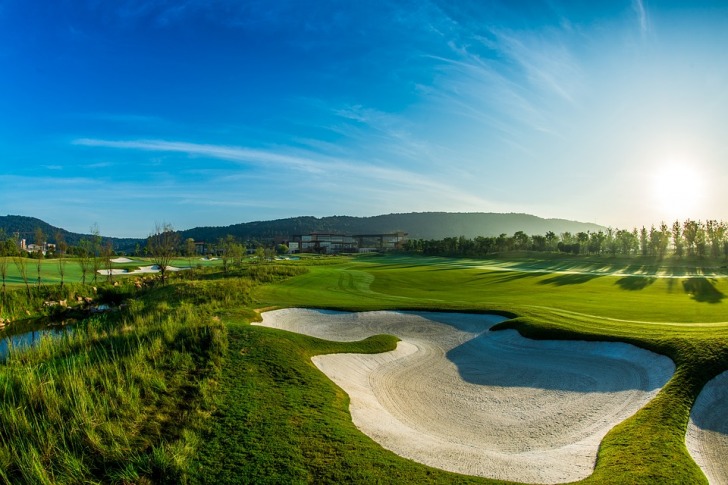Huge sunlit golf course