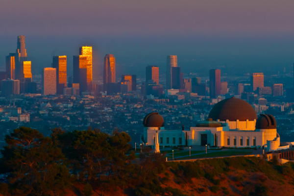 A city during the sunset