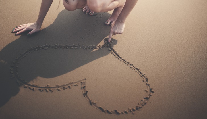 Heart on the sand