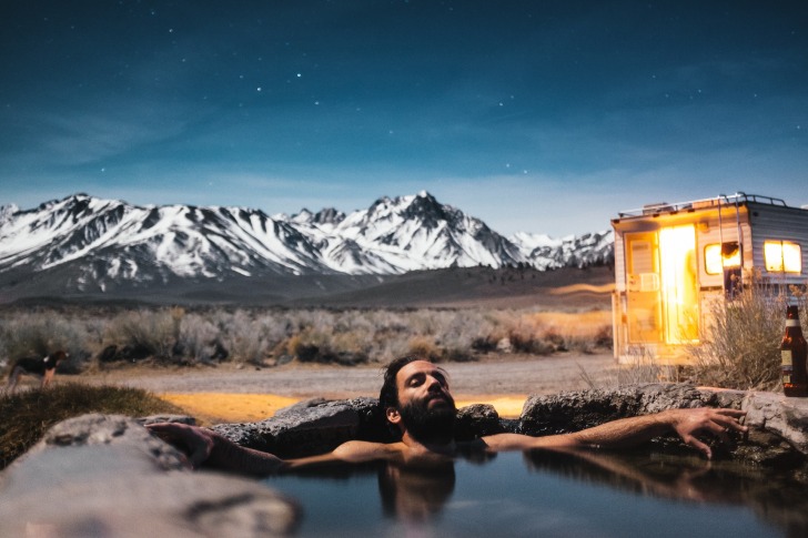 Relaxing in a hot spring