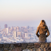 Woman looking at the city