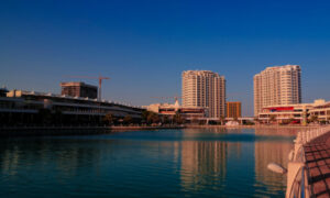 Panoramic view to Floating City district of Manama in Bahrain