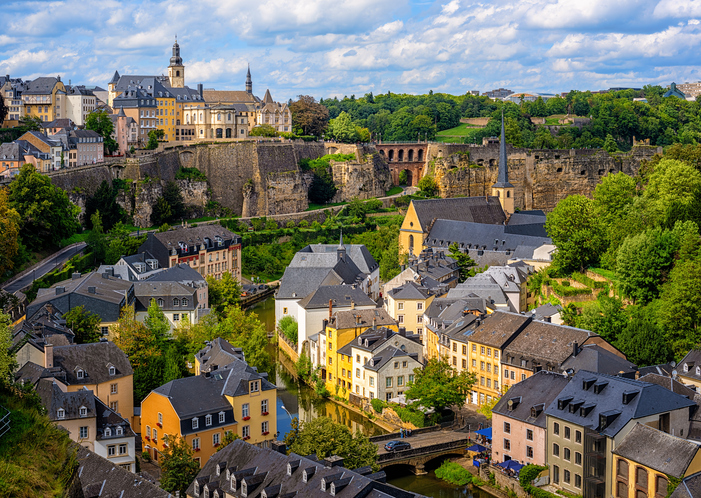 Luxembourg city, view of the Old Town and Grund