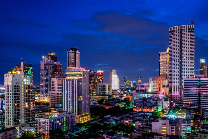 scenic of night cityscape building on twilight skyline, Nairobi