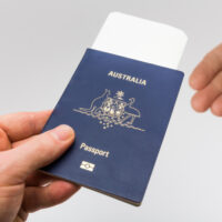Handing over passport at border control