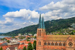 Bregenz View of Church of the Sacred Heart in Bregenz, Austria