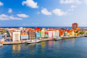 Willemstad Colourful houses of downtown Willemstad, Curacao, Netherlands Antilles.
