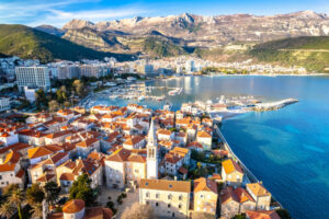 Budva Town of Budva historic architecture aerial view