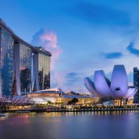 Singapore night city skyline